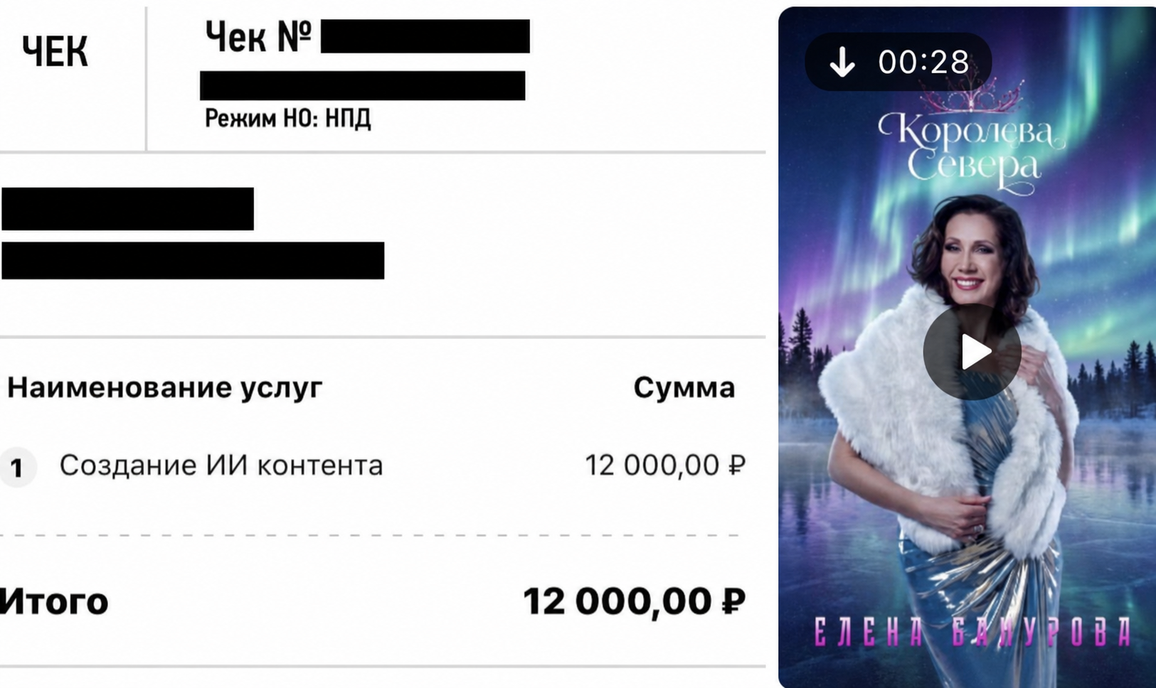 Подтверждённая оплата 12 000 рублей